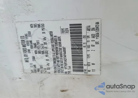 2010 Ford Ranger из США, поврежденный, VIN 1FTKR1AD7APA40087